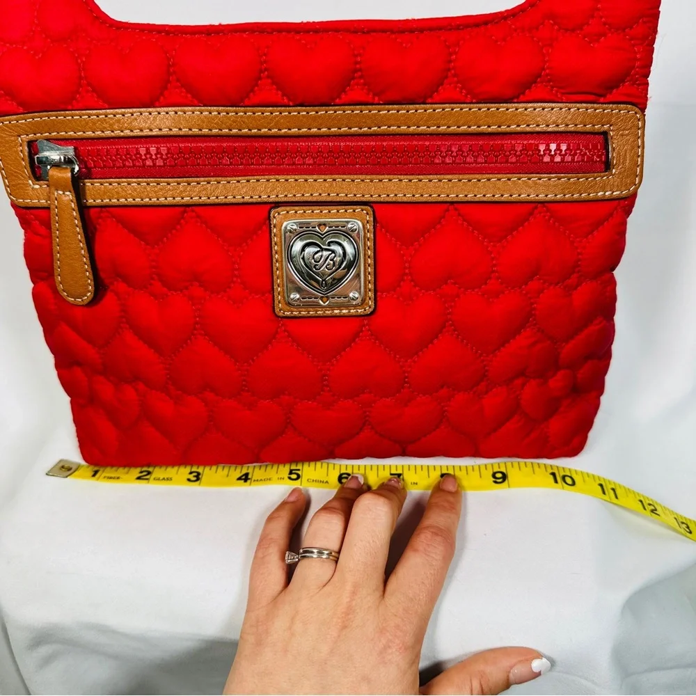 Brighton Kash Messenger Quilted Nylon Heart Crossbody Red Bag quiet luxury - Picture 14 of 15